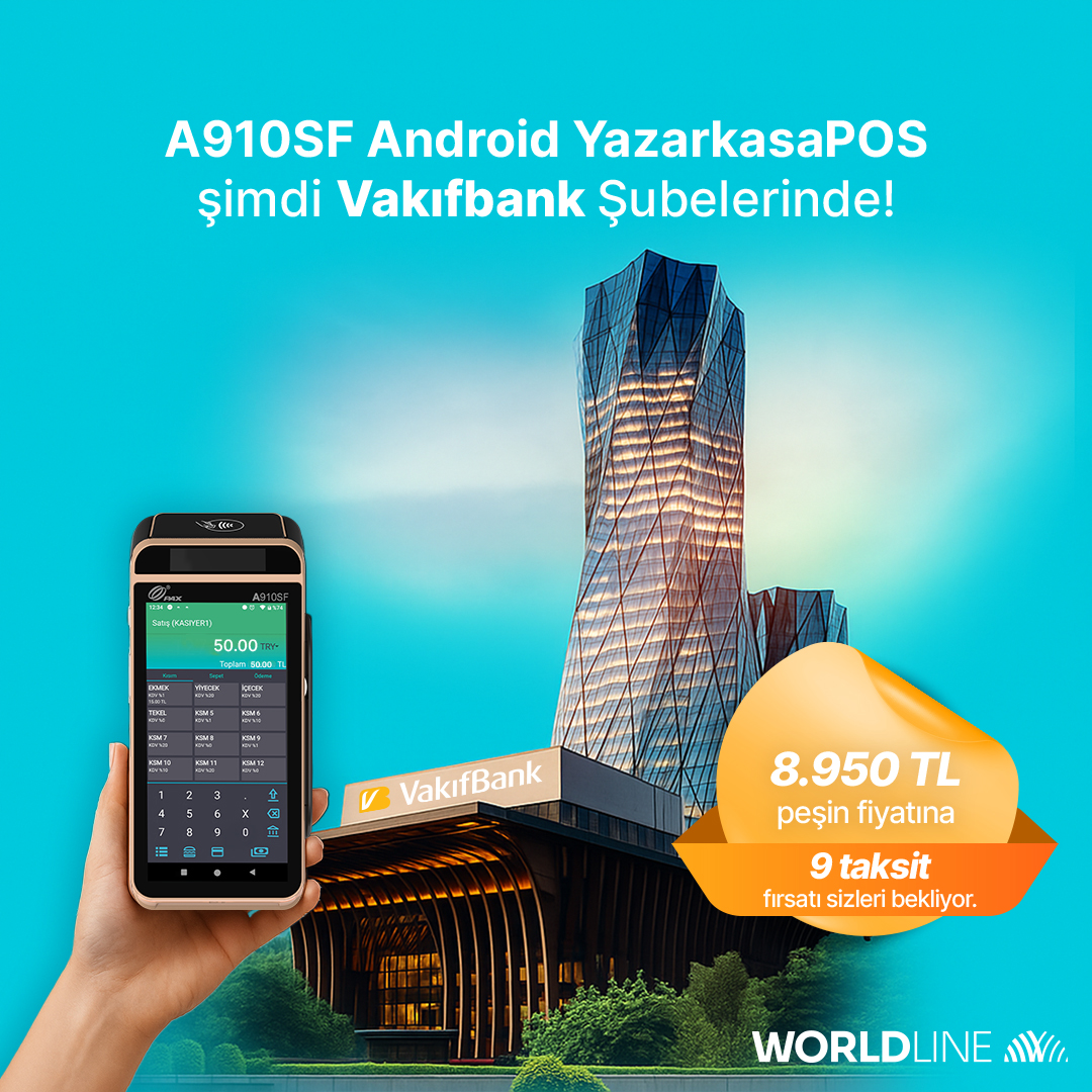 iKasa | A910SF Android YazarkasaPOS Şimdi Vakıfbank Şubelerinde!
